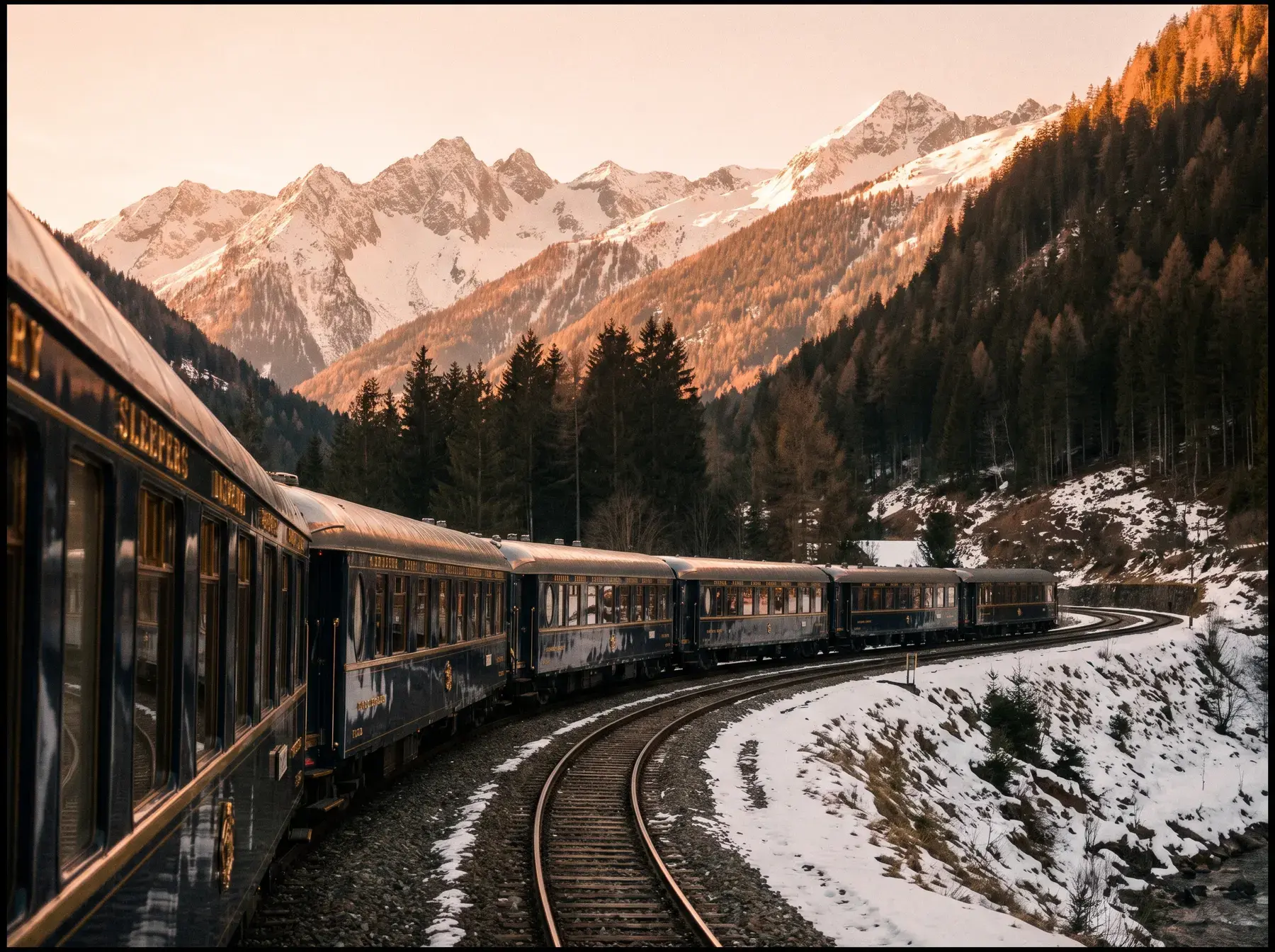 Ikonický luxusný vlak v alpskom údolí