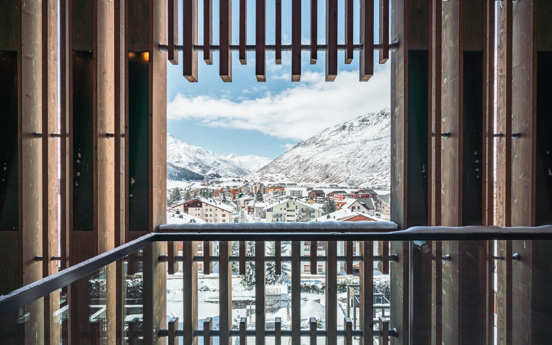 A View Of A Town From A Balcony